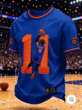 Blue & Orange Basketball Graphic Short Sleeve Tee size Medium and 2x